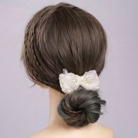 Women's Fairy Style Sweet Korean Style Flower Cloth Inlay Artificial Pearls Glass Stone Hair Tie main image 1