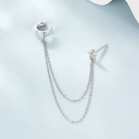 1 Pieza Estilo IG Elegante Señora Estrella Embutido Plata Esterlina Circón Aretes main image 3