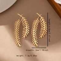 2 Pieces Luxurious Simple Style Leaf Leaves Plating Alloy 14K Gold Plated Ear Studs main image 2