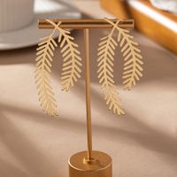 2 Pieces Luxurious Simple Style Leaf Leaves Plating Alloy 14K Gold Plated Ear Studs main image 4