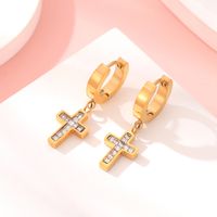 1 Pair Casual Commute Heart Shape Butterfly Plating Inlay 304 Stainless Steel Rhinestones 18K Gold Plated Earrings main image 4