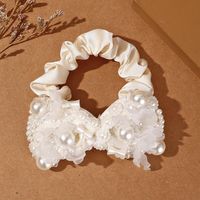 Women's Fairy Style Sweet Korean Style Flower Cloth Inlay Artificial Pearls Glass Stone Hair Tie sku image 2