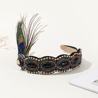 Women's Chinoiserie Retro Ethnic Style Feather Cloth Rhinestone Feather Inlay Turquoise Zircon Hair Band main image 4