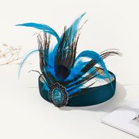 Women's Chinoiserie Retro Ethnic Style Feather Cloth Rhinestone Feather Inlay Turquoise Zircon Hair Band main image 5