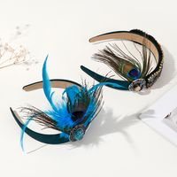 Women's Chinoiserie Retro Ethnic Style Feather Cloth Rhinestone Feather Inlay Turquoise Zircon Hair Band main image 6