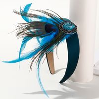 Women's Chinoiserie Retro Ethnic Style Feather Cloth Rhinestone Feather Inlay Turquoise Zircon Hair Band main image 9