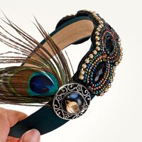 Women's Chinoiserie Retro Ethnic Style Feather Cloth Rhinestone Feather Inlay Turquoise Zircon Hair Band main image 8