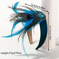 Women's Chinoiserie Retro Ethnic Style Feather Cloth Rhinestone Feather Inlay Turquoise Zircon Hair Band main image 2