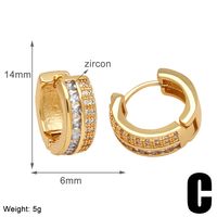 1 Pair Casual Simple Style Cross Water Droplets Heart Shape Inlay Copper Pearl Zircon 18K Gold Plated Ear Studs sku image 3