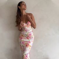 Women's Sheath Dress Vacation Strapless Sleeveless Flower Maxi Long Dress Holiday Daily Beach main image 5