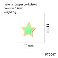 1 Piece 11*11mm Hole 1~1.9mm Copper 18K Gold Plated Pentagram Polished Beads main image 2