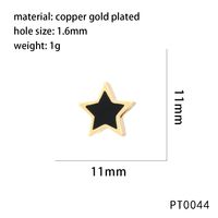 1 Piece 11*11mm Hole 1~1.9mm Copper 18K Gold Plated Pentagram Polished Beads main image 5