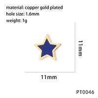 1 Piece 11*11mm Hole 1~1.9mm Copper 18K Gold Plated Pentagram Polished Beads sku image 5