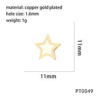 1 Piece 11*11mm Hole 1~1.9mm Copper 18K Gold Plated Pentagram Polished Beads main image 7