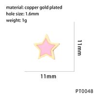 1 Piece 11*11mm Hole 1~1.9mm Copper 18K Gold Plated Pentagram Polished Beads main image 6