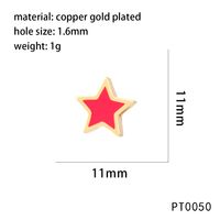 1 Piece 11*11mm Hole 1~1.9mm Copper 18K Gold Plated Pentagram Polished Beads main image 8