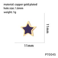 1 Piece 11*11mm Hole 1~1.9mm Copper 18K Gold Plated Pentagram Polished Beads sku image 4