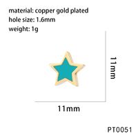 1 Piece 11*11mm Hole 1~1.9mm Copper 18K Gold Plated Pentagram Polished Beads sku image 10