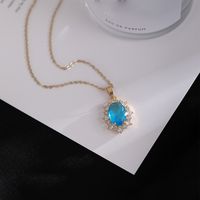 Copper IG Style Elegant Lady Inlay Water Droplets Butterfly Zircon Pendant Necklace main image 10