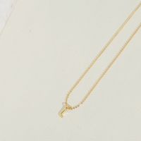 Copper 14K Gold Plated Simple Style Letter Copper Pendant Necklace sku image 10