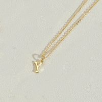 Copper 14K Gold Plated Simple Style Letter Copper Pendant Necklace sku image 25
