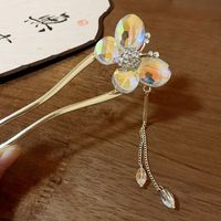 Women's Chinoiserie Flower Butterfly Metal Hairpin sku image 36