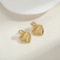 1 Pair Vintage Style Heart Shape Inlay Copper Zircon 14K Gold Plated Drop Earrings main image 4