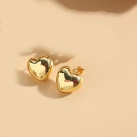 1 Pair Vintage Style Heart Shape Inlay Copper Zircon 14K Gold Plated Drop Earrings sku image 1