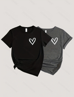 Women's T-shirt Short Sleeve T-Shirts Round Casual Heart Shape sku image 11