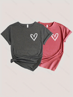 Femmes T-Shirt Manche Courte T-shirts Rond Décontractée Forme De Cœur main image 2