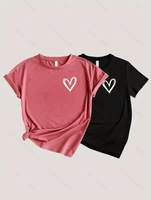 Femmes T-Shirt Manche Courte T-shirts Rond Décontractée Forme De Cœur main image 3