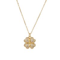 Copper 18K Gold Plated IG Style Simple Style Enamel Inlay Irregular Eye Flower Zircon Pendant Necklace sku image 12