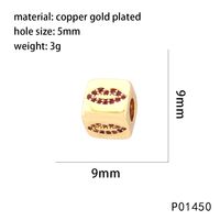 1 Piece 9*9MM Copper Zircon 18K Gold Plated Devil's Eye Heart Shape Dice Polished Beads sku image 9