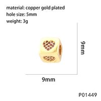 1 Piece 9*9MM Copper Zircon 18K Gold Plated Devil's Eye Heart Shape Dice Polished Beads main image 6