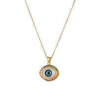 Copper 18K Gold Plated IG Style Simple Style Enamel Inlay Irregular Eye Flower Zircon Pendant Necklace sku image 4