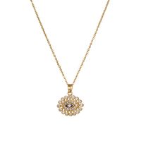 Copper 18K Gold Plated IG Style Simple Style Enamel Inlay Irregular Eye Flower Zircon Pendant Necklace sku image 1