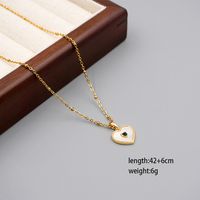 304 Stainless Steel Titanium Steel Copper Gold Plated Retro Classic Style Handmade Inlay Heart Shape Shell Zircon Pendant Necklace main image 2