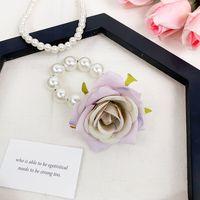 Women's Fairy Style Sweet Flower Artificial Pearl Raw Silk Beaded Hair Tie sku image 1