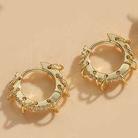 1 Pair Vintage Style U Shape Inlay Copper Zircon 14K Gold Plated Hoop Earrings sku image 5