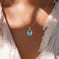 Copper IG Style Elegant Lady Inlay Water Droplets Butterfly Zircon Pendant Necklace main image 11