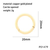 1 Piece Copper 18K Gold Plated U Shape Round Polished Pendant Jewelry Buckle sku image 1