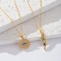 Copper 18K Gold Plated IG Style Simple Style Enamel Inlay Irregular Eye Flower Zircon Pendant Necklace main image 1