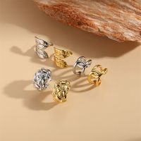 Wholesale Vintage Style Leaves Copper Criss Cross 14K Gold Plated Copper Open Rings main image 1