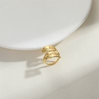 Wholesale Vintage Style Leaves Copper Criss Cross 14K Gold Plated Copper Open Rings main image 3