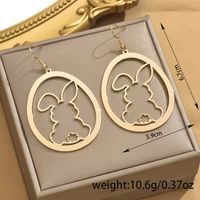 1 Pair Cute Artistic Rabbit Oval Hollow Out Iron Drop Earrings main image 2