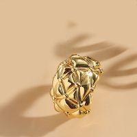 Großhandel Vintage-Stil Blätter Kupfer Kreuz Und Quer 14 Karat Vergoldet Kupfer Offener Ring sku image 3