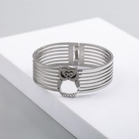 304 Stainless Steel Exaggerated Modern Style Cool Style Polishing Hollow Out Owl Wide Bracelet main image 3