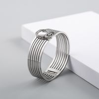 304 Stainless Steel Exaggerated Modern Style Cool Style Polishing Hollow Out Owl Wide Bracelet main image 4