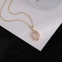 Copper IG Style Elegant Lady Inlay Water Droplets Butterfly Zircon Pendant Necklace main image 4