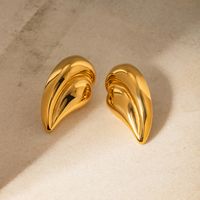 1 Pair IG Style Simple Style Water Droplets 316 Stainless Steel  18K Gold Plated Ear Studs main image 5